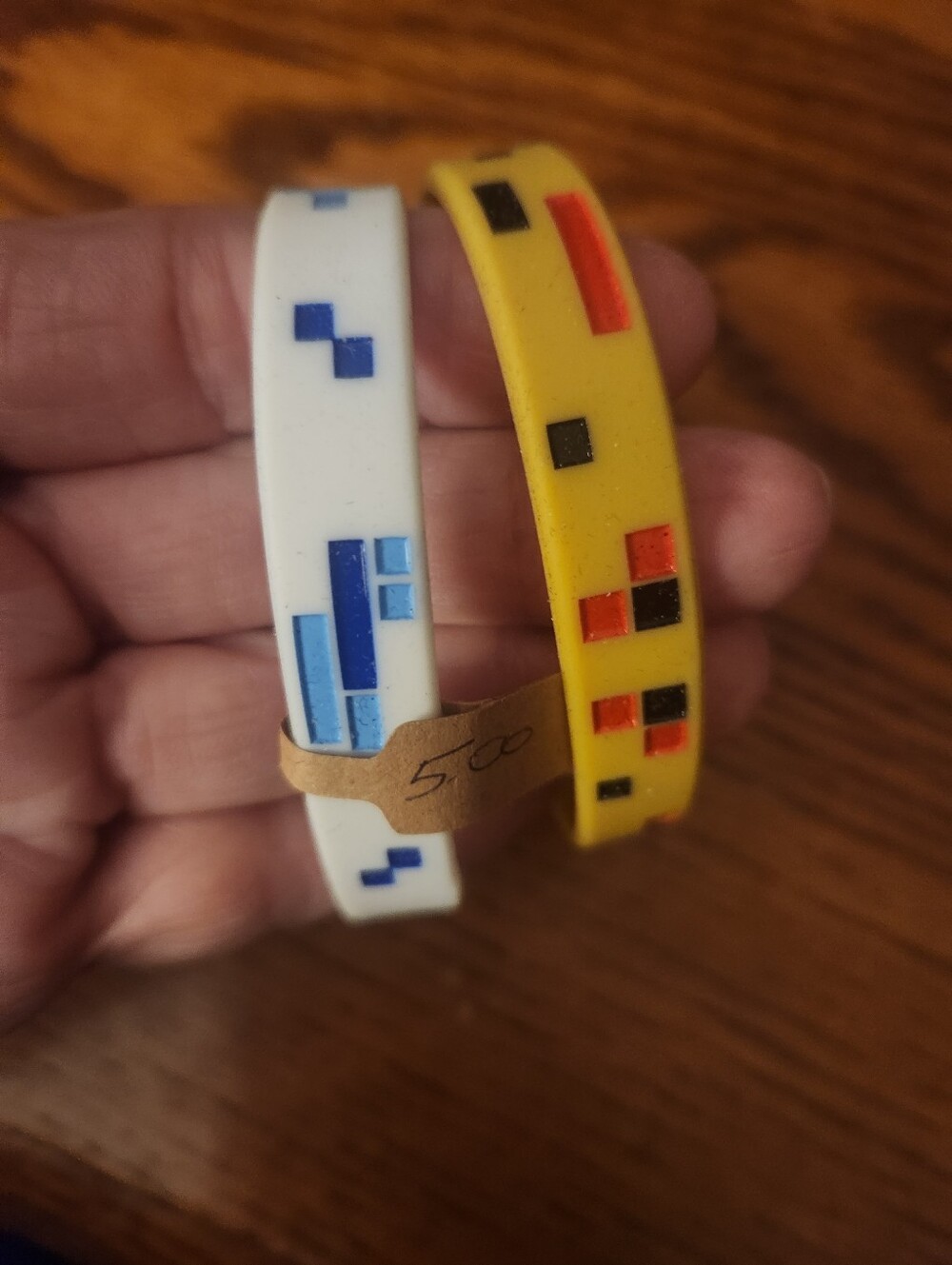 Silicone Fitness Wristbands - White & Yellow